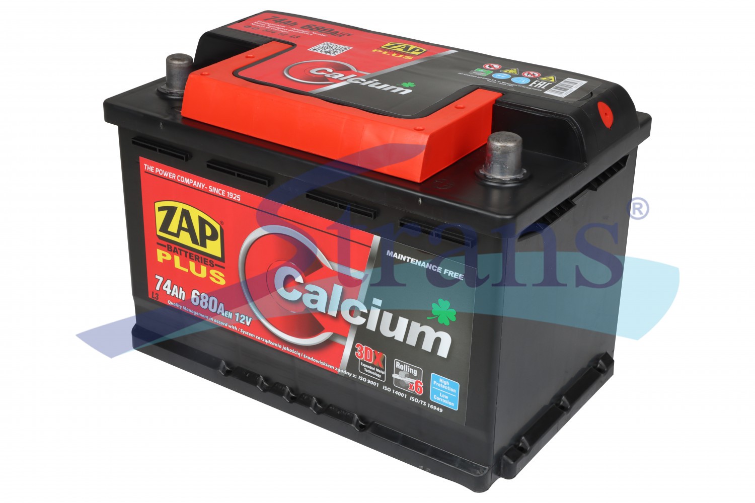 Акумулятор Zap 12V 74Ah 680A R+ Zap Plus 276*175*190Mm